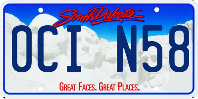 SD license plate 0CIN58