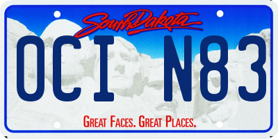 SD license plate 0CIN83