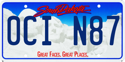 SD license plate 0CIN87