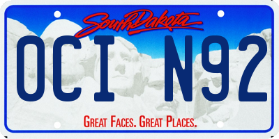 SD license plate 0CIN92