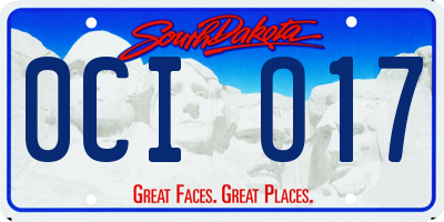 SD license plate 0CIO17