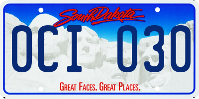 SD license plate 0CIO30