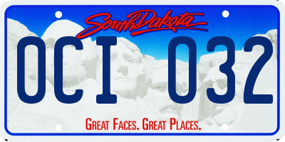 SD license plate 0CIO32