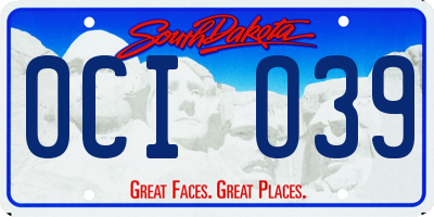 SD license plate 0CIO39