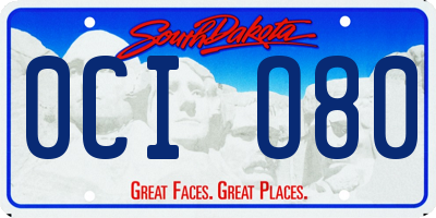 SD license plate 0CIO80