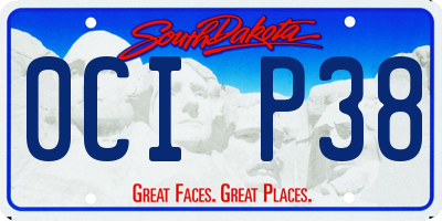 SD license plate 0CIP38