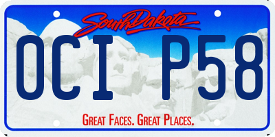 SD license plate 0CIP58