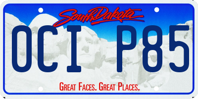 SD license plate 0CIP85