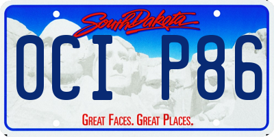 SD license plate 0CIP86