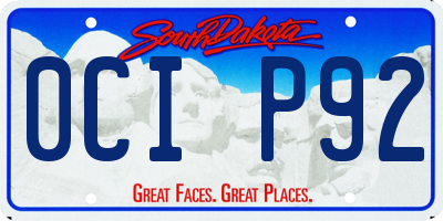 SD license plate 0CIP92