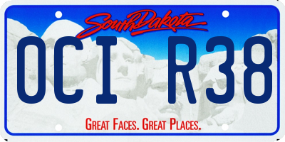 SD license plate 0CIR38