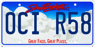 SD license plate 0CIR58