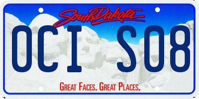 SD license plate 0CIS08