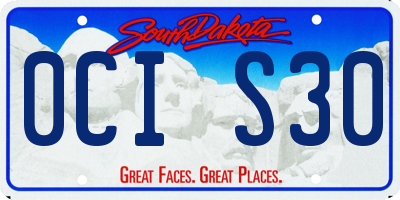 SD license plate 0CIS30