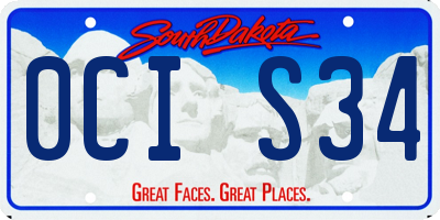 SD license plate 0CIS34