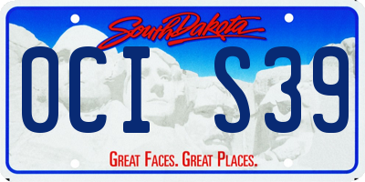 SD license plate 0CIS39