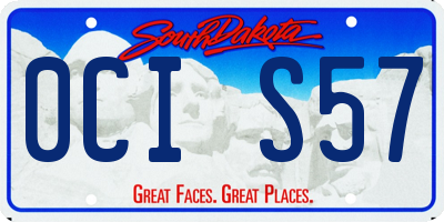 SD license plate 0CIS57