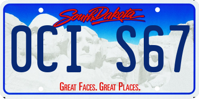 SD license plate 0CIS67