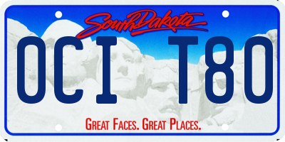 SD license plate 0CIT80