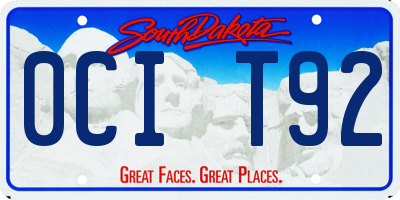 SD license plate 0CIT92
