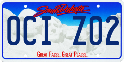 SD license plate 0CIZ02