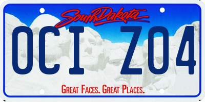 SD license plate 0CIZ04