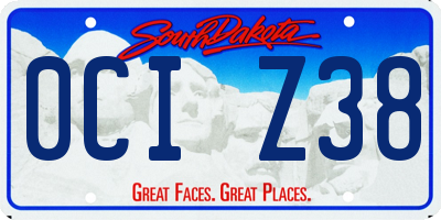 SD license plate 0CIZ38
