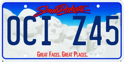 SD license plate 0CIZ45
