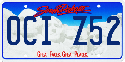 SD license plate 0CIZ52