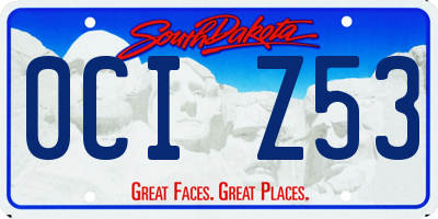 SD license plate 0CIZ53
