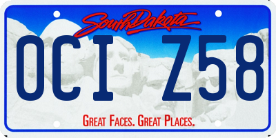 SD license plate 0CIZ58