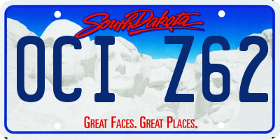 SD license plate 0CIZ62
