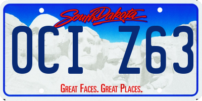 SD license plate 0CIZ63