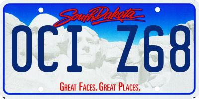 SD license plate 0CIZ68