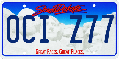 SD license plate 0CIZ77