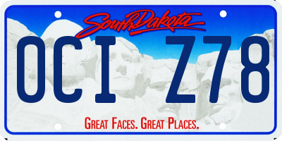 SD license plate 0CIZ78