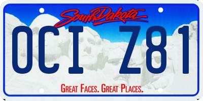 SD license plate 0CIZ81