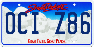SD license plate 0CIZ86