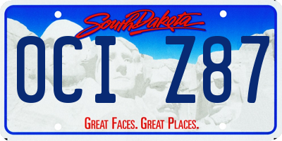 SD license plate 0CIZ87