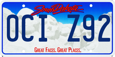 SD license plate 0CIZ92