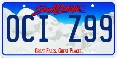 SD license plate 0CIZ99