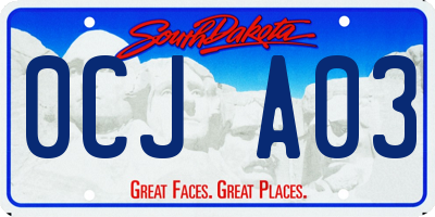 SD license plate 0CJA03