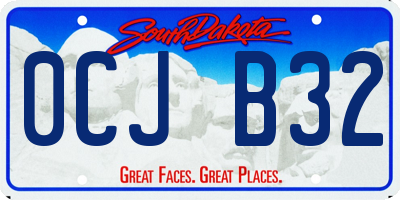 SD license plate 0CJB32