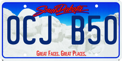 SD license plate 0CJB50