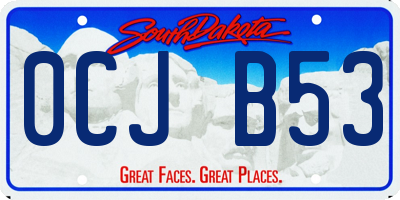 SD license plate 0CJB53