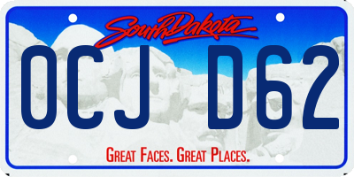 SD license plate 0CJD62