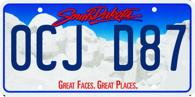 SD license plate 0CJD87