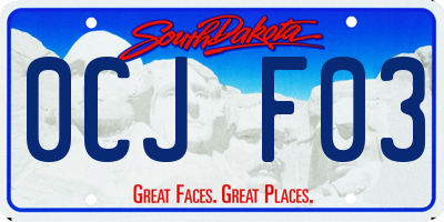 SD license plate 0CJF03