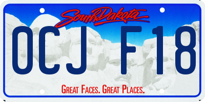 SD license plate 0CJF18