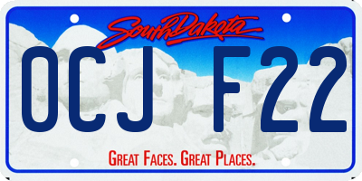 SD license plate 0CJF22